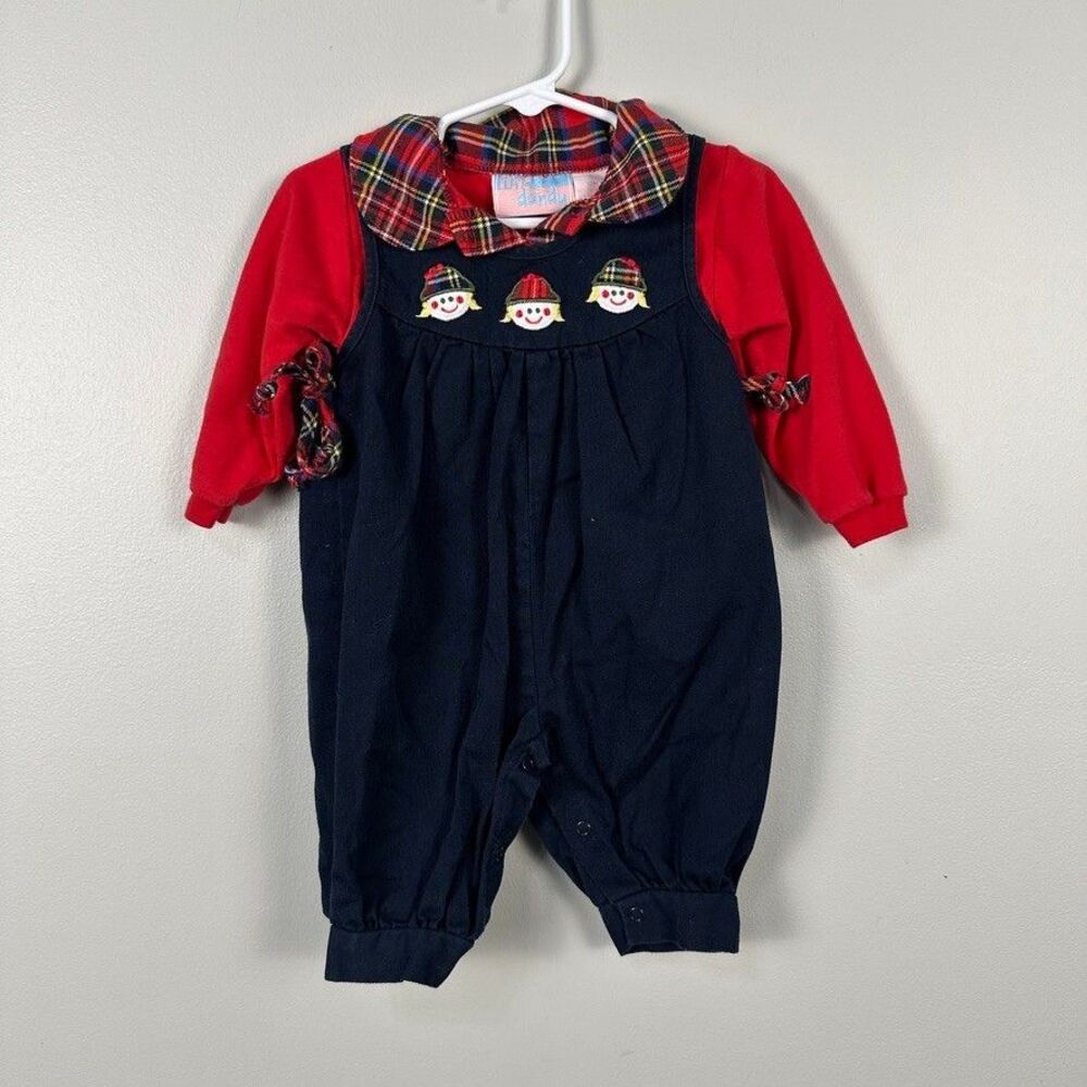 Fine & Dandy Boys 12 Months Smocked Overalls Romper Christmas Long Sleeve